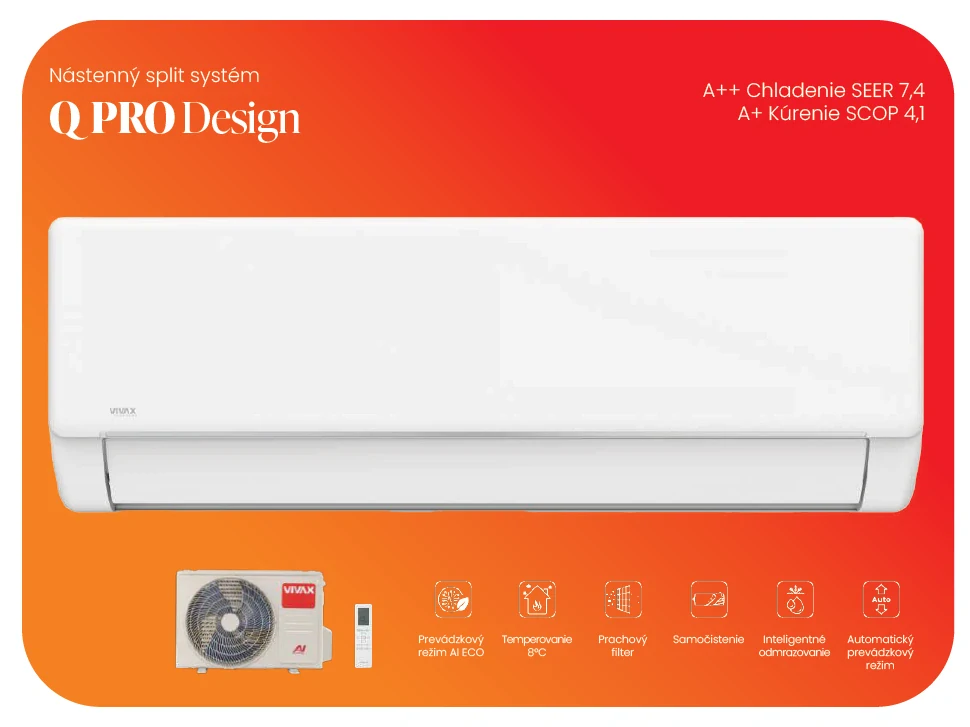 Nástenná klimatizácia VIVAX Q–DESIGN ACP-24CH70AEQI PRO 7 kW